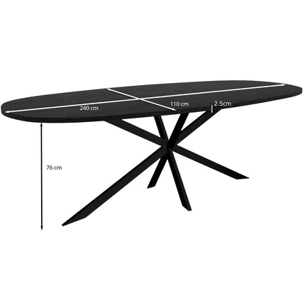 Eettafel Hero deens ovaal 240cm zwart MDF