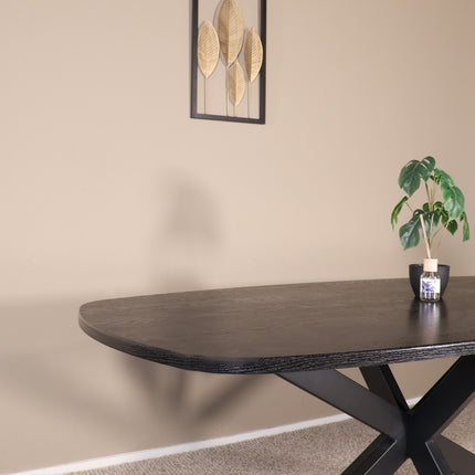 Eettafel Hero deens ovaal 180cm zwart MDF
