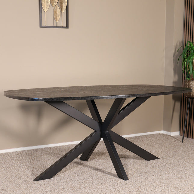 Eettafel Hero deens ovaal 180cm zwart MDF