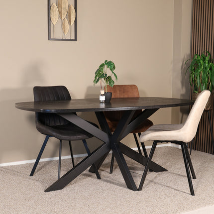 Eettafel Hero deens ovaal 180cm zwart MDF