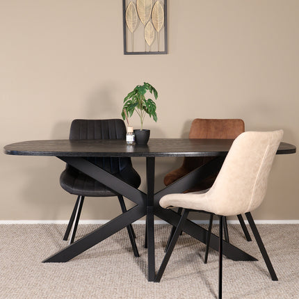 Eettafel Hero deens ovaal 180cm zwart MDF