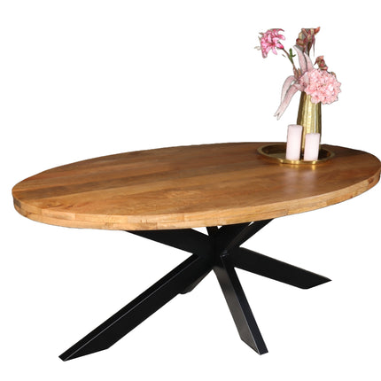 Eettafel James ovaal 180cm lichtbruin mangohout