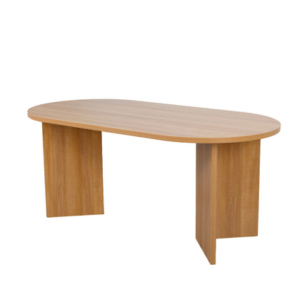 Eettafel Japandi ovaal 180cm lichtbruin melamine Nancy