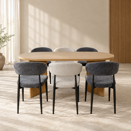 Eettafel Japandi ovaal 180cm lichtbruin melamine Nancy