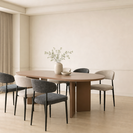 Eettafel Japandi ovaal 220cm beige melamine Hano