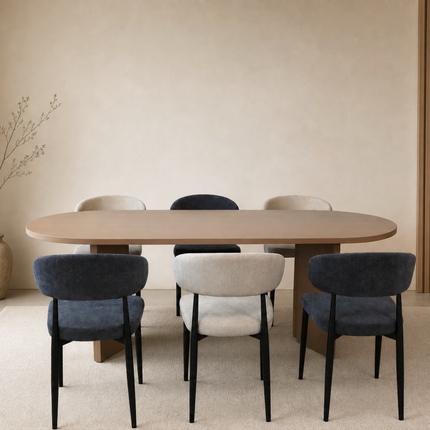 Eettafel Japandi ovaal 220cm beige melamine Hano