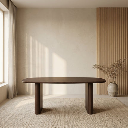 Eettafel Japandi deens ovaal 200cm walnoot MDF Juno