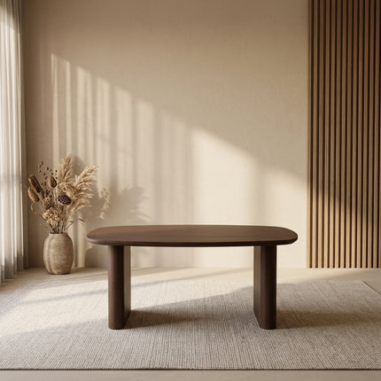Eettafel Japandi deens ovaal 160cm walnoot MDF Juno