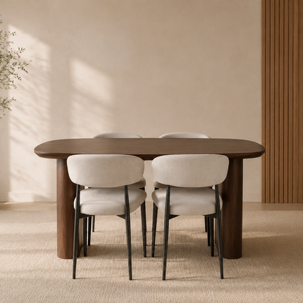 Eettafel Japandi deens ovaal 160cm walnoot MDF Juno