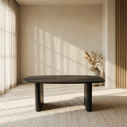 Eettafel Japandi deens ovaal 200cm zwart MDF Juno