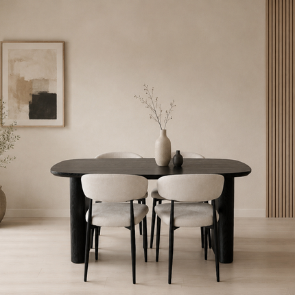 Eettafel Japandi deens ovaal 160cm zwart MDF Juno