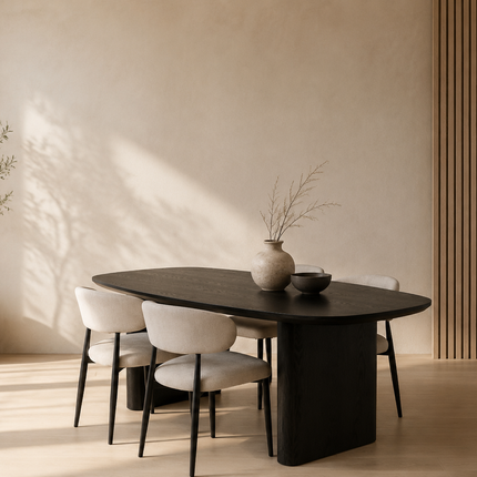 Eettafel Japandi deens ovaal 200cm zwart MDF Juno