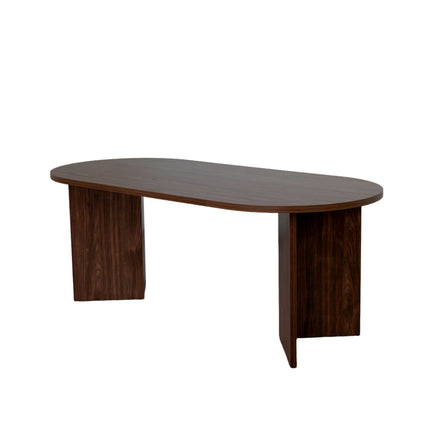 Eettafel Japandi ovaal 200cm bruin melamine Nancy