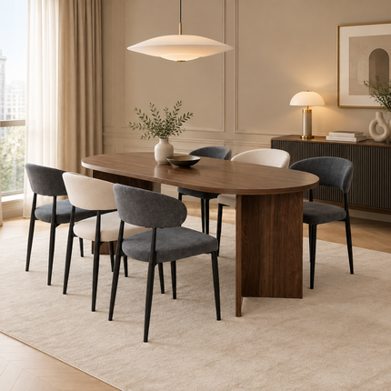 Eettafel Japandi ovaal 200cm bruin melamine Nancy