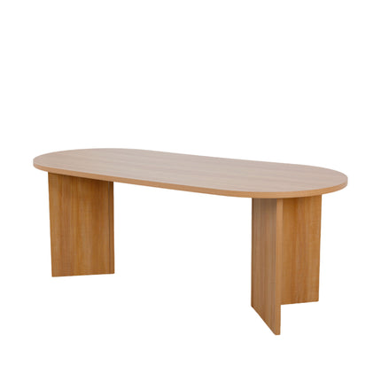 Eettafel Japandi ovaal 200cm lichtbruin melamine Nancy