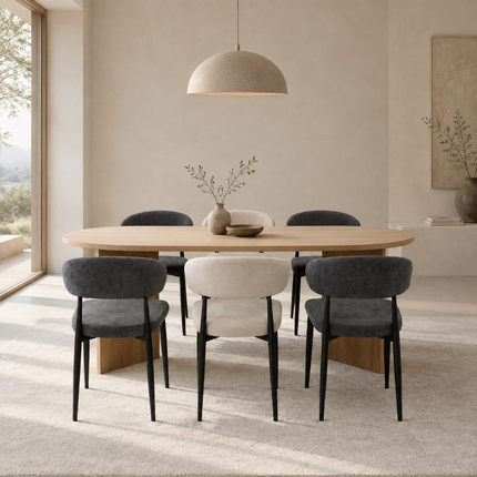 Eettafel Japandi ovaal 200cm lichtbruin melamine Nancy