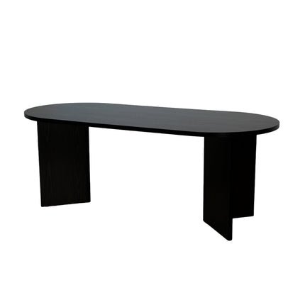 Eettafel Japandi ovaal 200cm zwart melamine Nancy