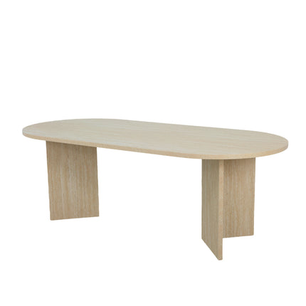 Eettafel Japandi ovaal 220cm travertin melamine Nancy