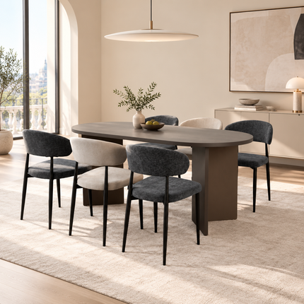 Eettafel Japandi ovaal 180cm walnoot melamine Nancy