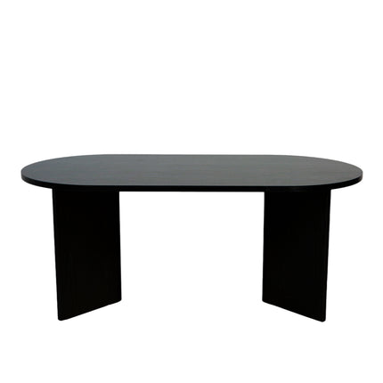 Eettafel Japandi ovaal 180cm zwart melamine Nancy