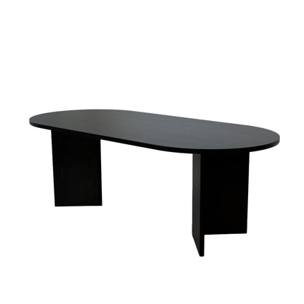 Eettafel Japandi ovaal 220cm zwart melamine Nancy