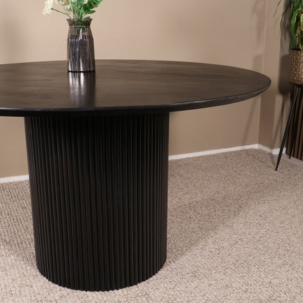 Tweedekans model: Eettafel Japandi Rover rond 130cm zwart mangohout