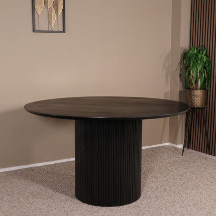 Tweedekans model: Eettafel Japandi Rover rond 130cm zwart mangohout