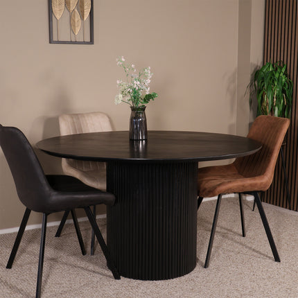 Tweedekans model: Eettafel Japandi Rover rond 130cm zwart mangohout