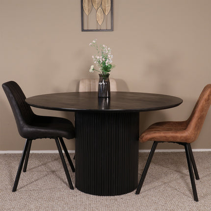 Tweedekans model: Eettafel Japandi Rover rond 130cm zwart mangohout