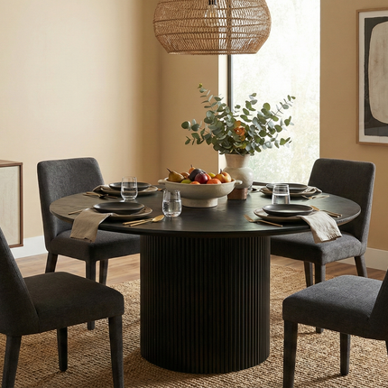 Tweedekans model: Eettafel Japandi Rover rond 130cm zwart mangohout