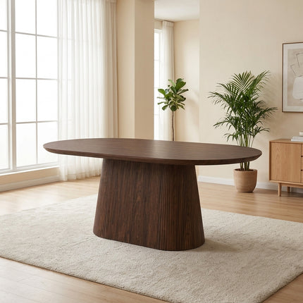 Eettafel Japandi ovaal Troy 180cm walnoot MDF
