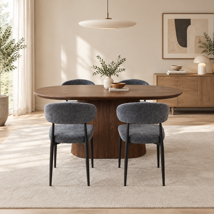 Eettafel Japandi ovaal Troy 180cm walnoot MDF
