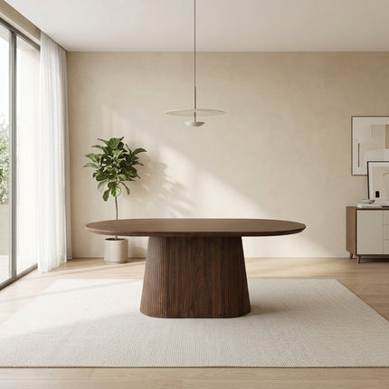 Eettafel Japandi ovaal Troy 180cm walnoot MDF