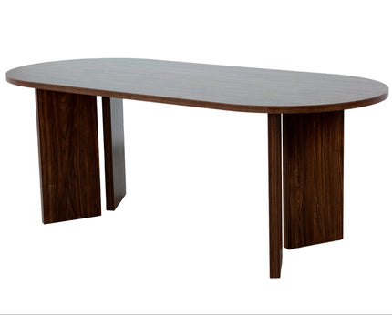 Eettafel Japandi ovaal 200cm bruin melamine Hano