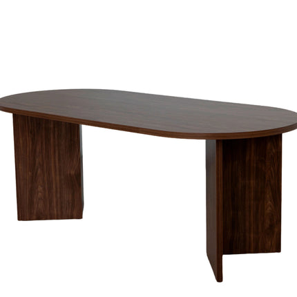 Eettafel Japandi ovaal 200cm bruin melamine Nancy