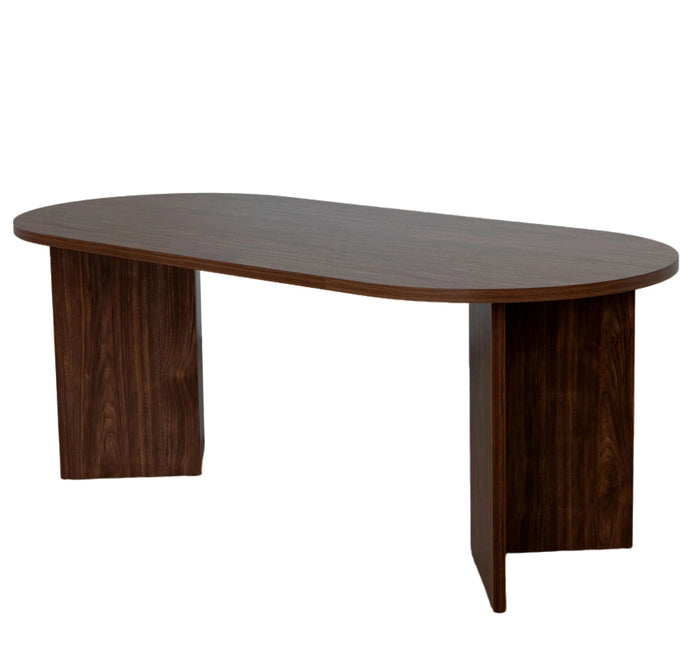 Eettafel Japandi ovaal 200cm bruin melamine Nancy