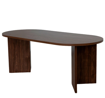 Eettafel Japandi ovaal 200cm bruin melamine Nancy
