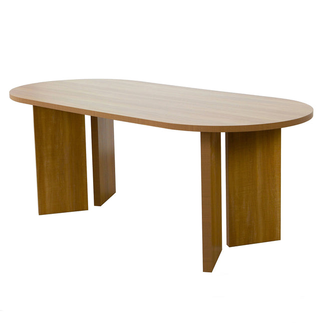 Eettafel Japandi ovaal 200cm lichtbruin melamine Hano