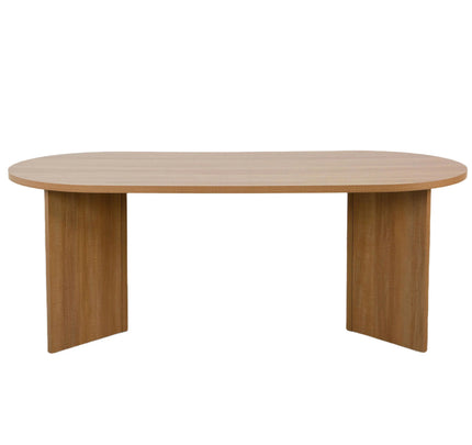 Eettafel Japandi ovaal 200cm lichtbruin melamine Nancy