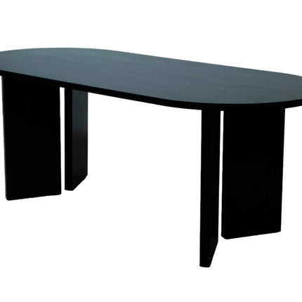 Eettafel Japandi ovaal 200cm zwart melamine Hano