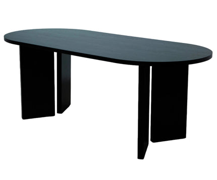 Eettafel Japandi ovaal 200cm zwart melamine Hano