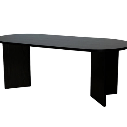 Eettafel Japandi ovaal 200cm zwart melamine Nancy