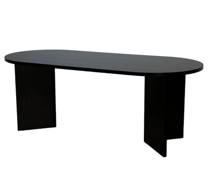 Eettafel Japandi ovaal 200cm zwart melamine Nancy