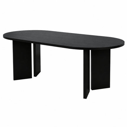 Eettafel Japandi ovaal 220cm zwart melamine Hano