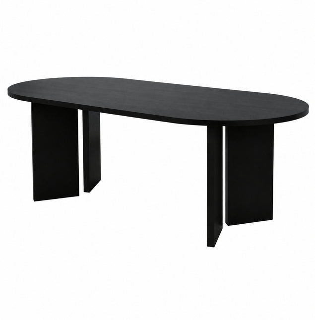 Eettafel Japandi ovaal 220cm zwart melamine Hano