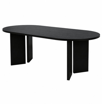 Eettafel Japandi ovaal 220cm zwart melamine Hano