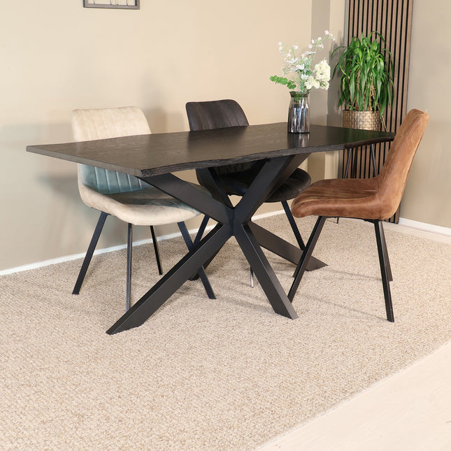 Eettafel Jeffo rechthoekig 160cm zwart MDF