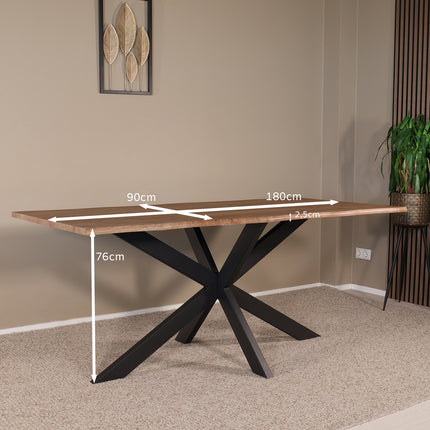 Eettafel Jeffo rechthoekig 180cm bruin MDF