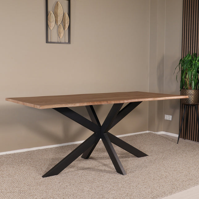 Eettafel Jeffo rechthoekig 180cm bruin MDF