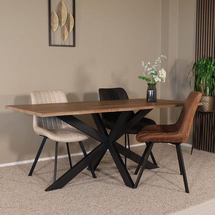 Eettafel Jeffo rechthoekig 180cm bruin MDF